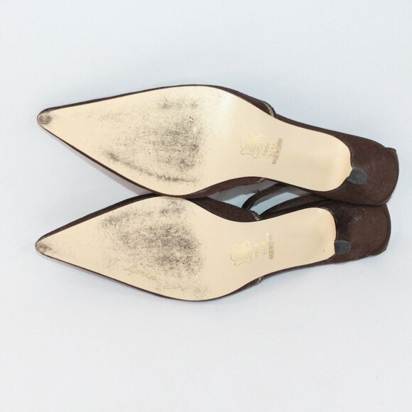 J Loren Collection 9.5M Brown Bronze Beaded Embellishment Pointed Toe Heels - Picture 8 of 10